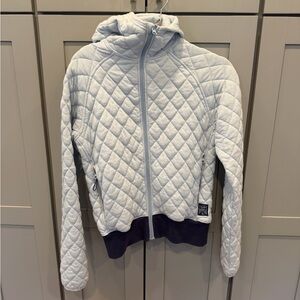 Quilted Oiselle Zip-Up Hoodie in Light Blue  small